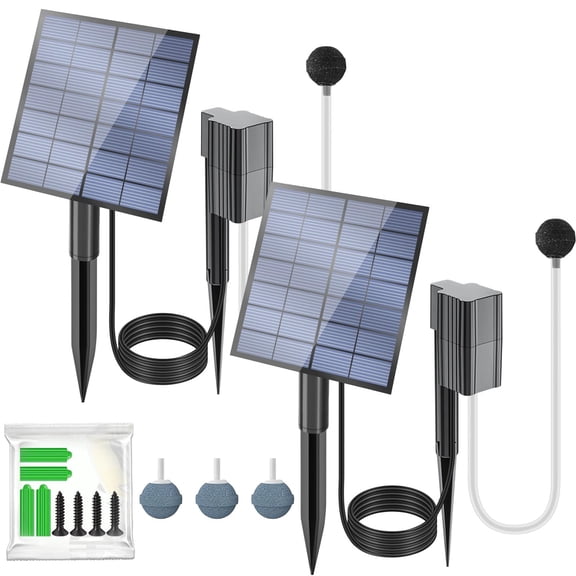 2026 New Solar Pond Aerator with Air Pump, Solar Powered Pond Aerator with Pipe Air Bubble Stones, Solar Bubbler for Pond, Small Ponds, Fish Tanks & Hydroponics