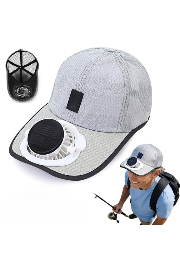 2026 New Solar Rechargeable Peak Cap, Adults Mesh Baseball, 3-Speed Adjustable Hiking Fishing Baseball Cap
