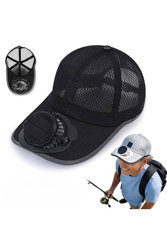 2026 New Solar Rechargeable Peak Cap, Adults Mesh Baseball, 3-Speed Adjustable Hiking Fishing Baseball Cap