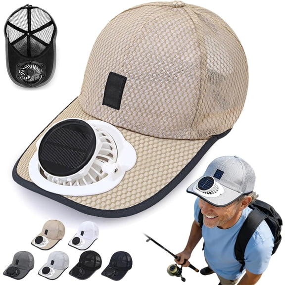 2026 New Solar Rechargeable Peak Cap, USB & Solar Powered Fan Hat, 3-Speed Adjustable Hiking Fishing Baseball Cap