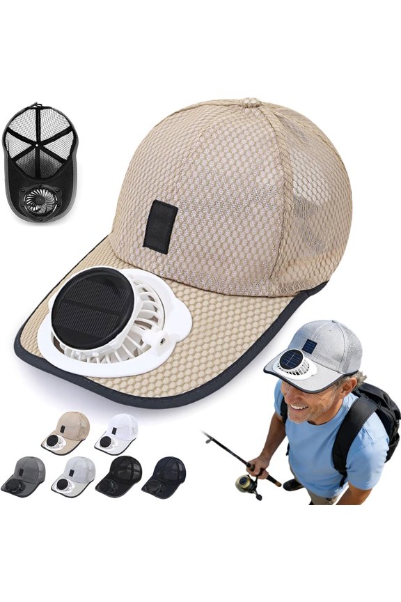 2026 New Solar Rechargeable Peak Cap, USB & Solar Powered Fan Hat, 3-Speed Adjustable Hiking Fishing Baseball Cap