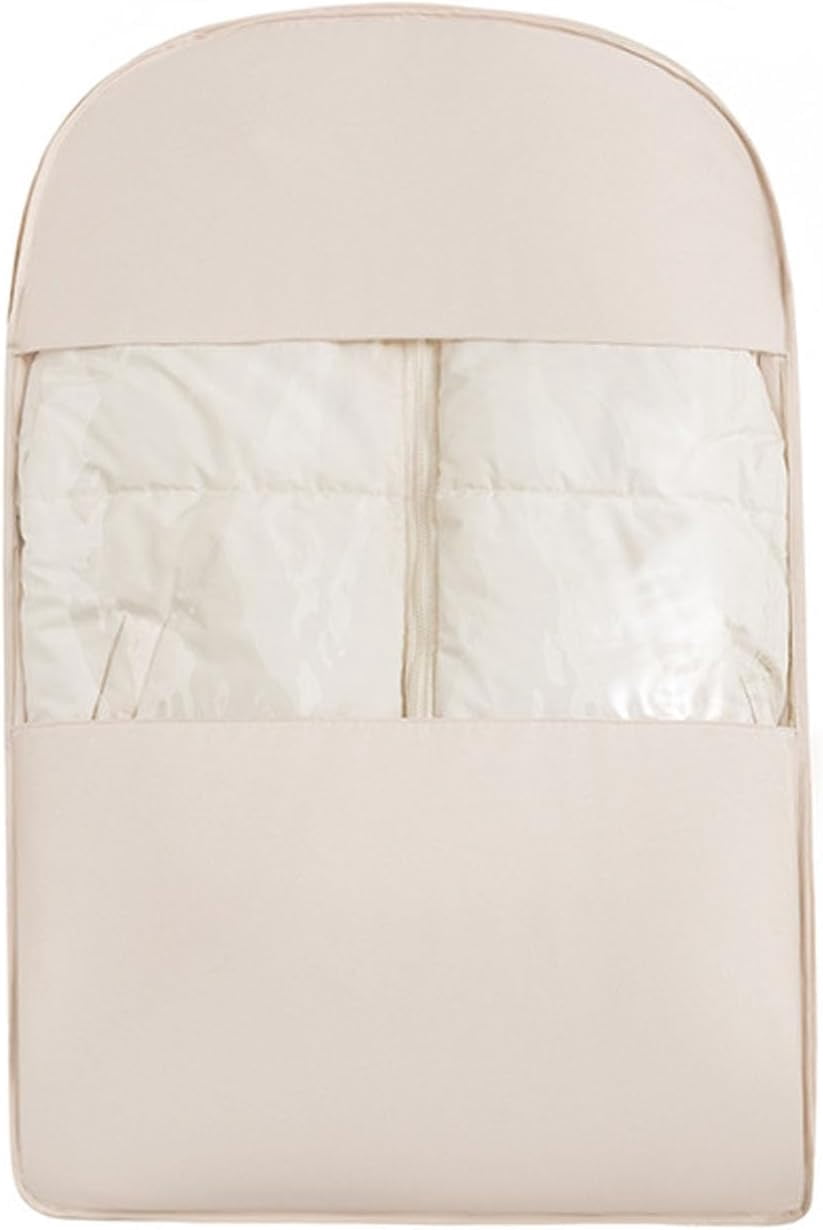2026 New Space Saving Hanging Garment Bag with Self Compression Zipper, for Down Coats, Suits, Jackets, Closet Organizer (Beige,S)