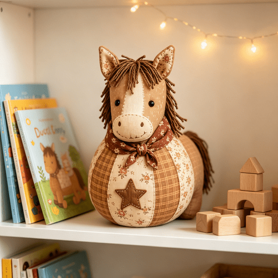 2026 New Spherical Patchwork Fabric Christmas Doll DIY Kit, Handmade Sewing Craft Set for Christmas Decor, Holiday Doll Making Set for Xmas Display and Gift Giving, Xmas Gifts for DIY Lovers(Horse)