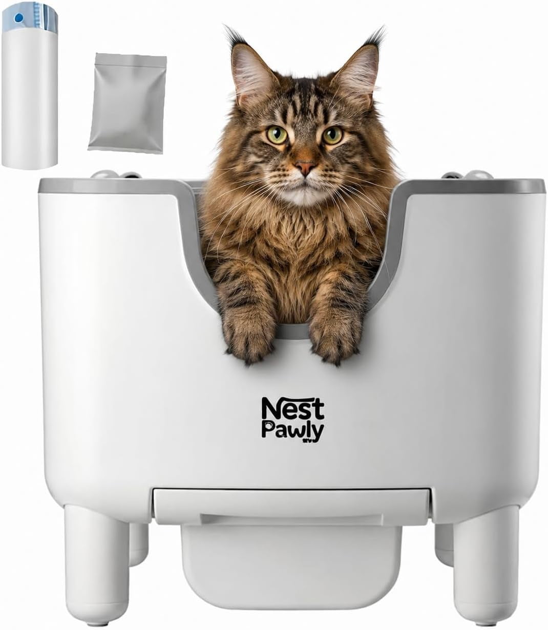 2026 New Square Self-Cleaning Litter Box, M07 Open-Top Automatic