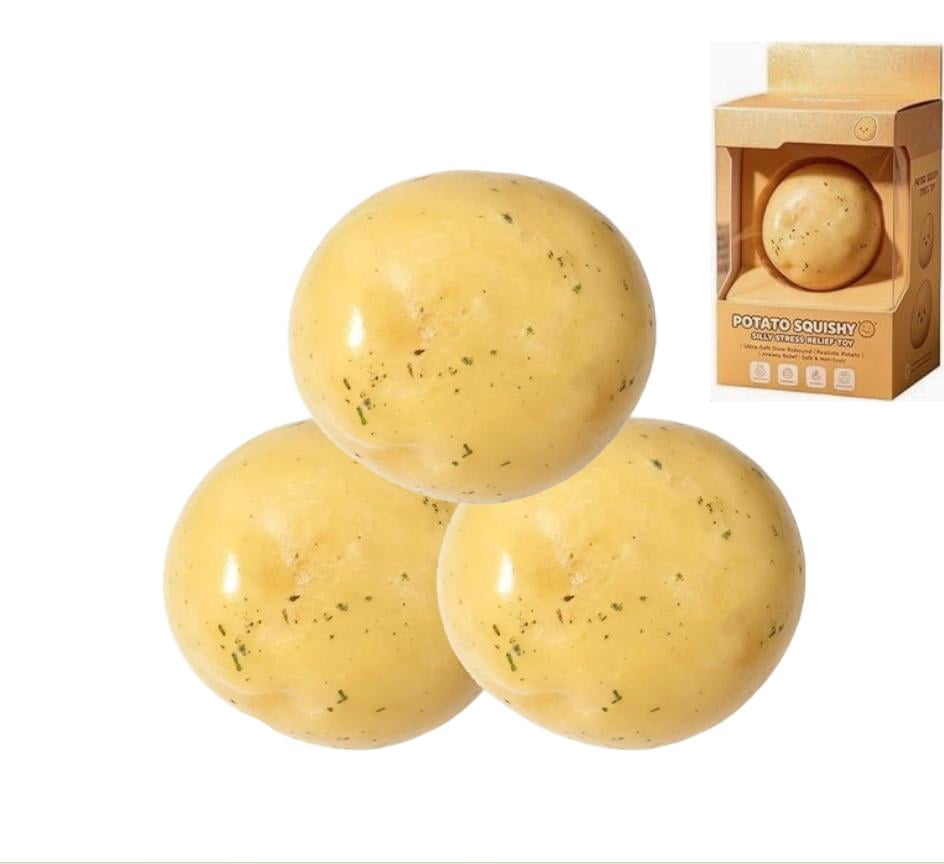 2026 New Squishy Potato, Non-Rebound Fake Food Stress Ball, Soft Dough Texture Squeeze Toy for Adults (3Pcs)