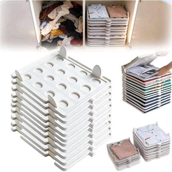 2026 New Stackable Closet Organizer, Stackable Closet Clothing Organizer System, Non-Slip Space-Saving Folding Board System for T-Shirts, Pants & Sweaters