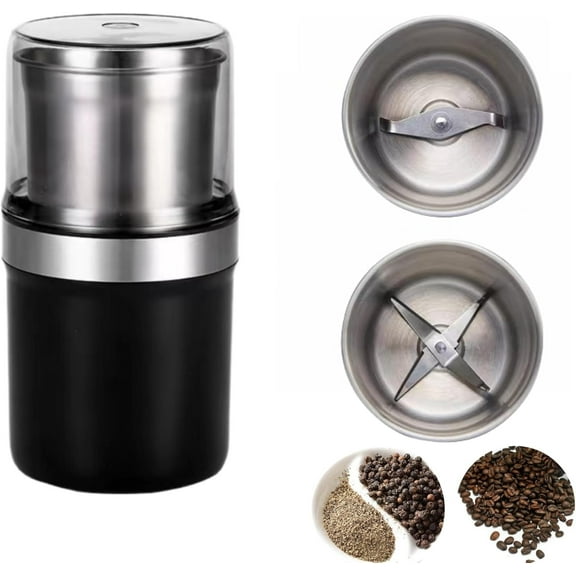 2026 New Stainless Steel Coffee & Spice Grinder, Electric Multi-Use Cup Grinder, Large Capacity Detachable Cup for Easy Cleaning, for Home Kitchen (Straight Blade&Criss-Cross Blade)Z