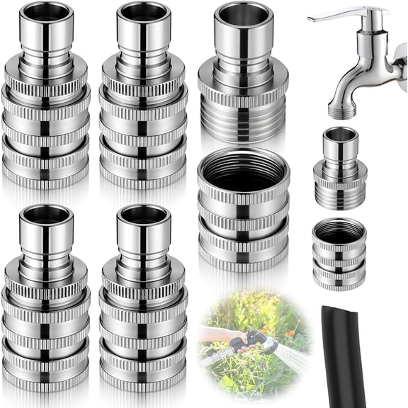2026 New Stainless Steel Garden Hose Quick Connect Fittings Set, 5 Pack 3/4 Inch GHT Water Hose Fittings, Water Hoses Quick Connect Fitting, Heavy Duty Quicks Release Connector Garden Hoses Sprayers