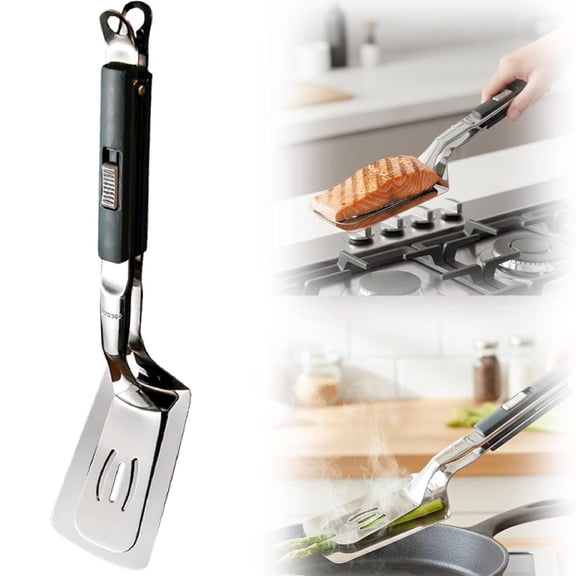 2026 New Stainless Steel Grill Clamp, Anti-Scald Extended Handle Spatula Tong, Multi-Functional Stainless Steel Barbecue Food Flip Clip Grill Clamp for Outdoor Grilling and Kitchen Cooking(Green*3)