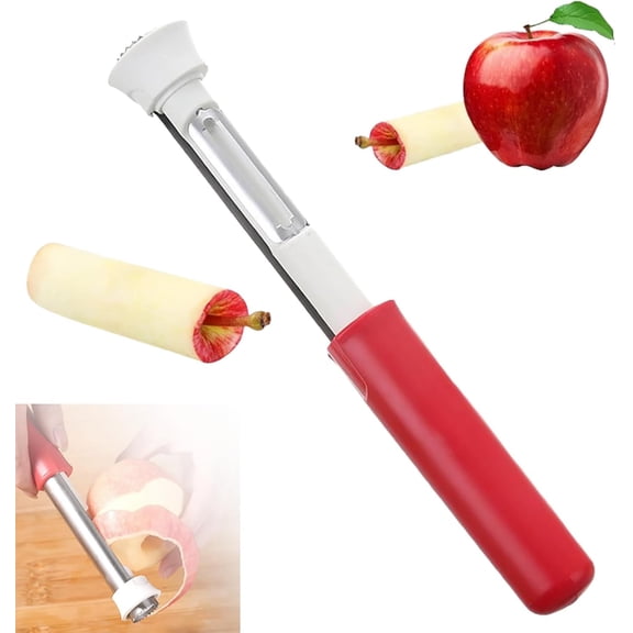 2026 New Stainless Steel Red Bell Pepper Seed Corer, 2 in 1 Apple Corer and Peeler Tool, Multi-Purpose Apple Corer for Home Kitchen, Vegetable Fruit Kitchen Gadget