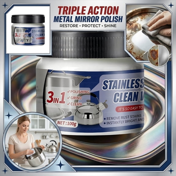 2026 New Stainless Steel Scratch Remover, Multi-purpose Stainless Steel Clean Wax, Stain-Less Steel Scrat-Ch Remover for Appliances, Kitchen, Grease, Oven, Sink