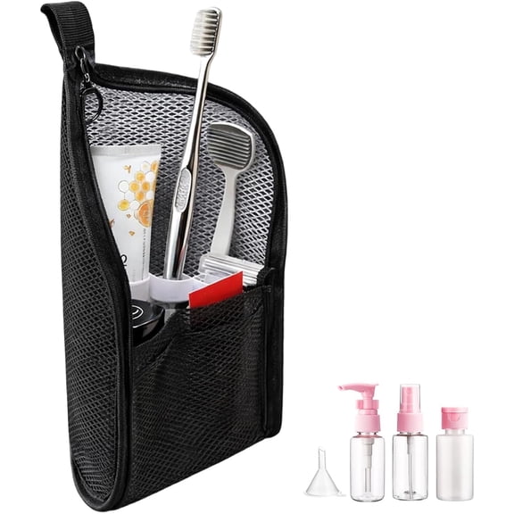 2026 New Standing Toiletry Bag, Hanging Portable Lightweight Travel Toiletry Bag, EVA Mesh Waterproof Large Capacity Cosmetic Storage Bag for Travel, Toothbrush, Toothpaste (Black)