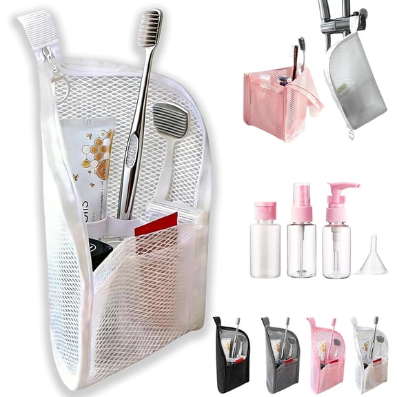 2026 New Standing Toiletry Bag, Hanging Portable Lightweight Travel Toiletry Bag, EVA Mesh Waterproof Large Capacity Cosmetic Storage Bag for Travel, Toothbrush, Toothpaste (White)