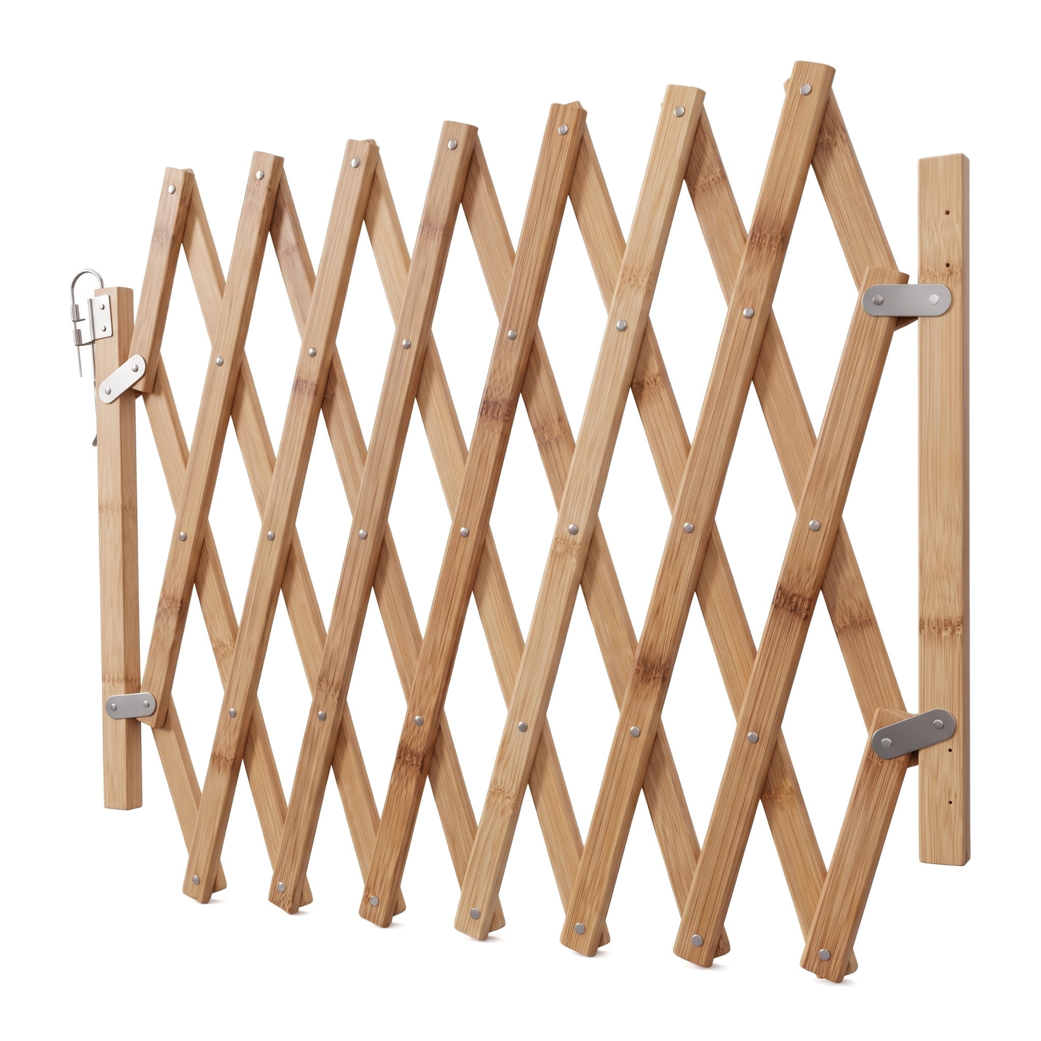 2026 New Standing Wooden Retractable Sliding Fence Gate 18.59*43.3 for Doorway Patio Garden Stairs Children Pets Indoor Outdoor houyihao
