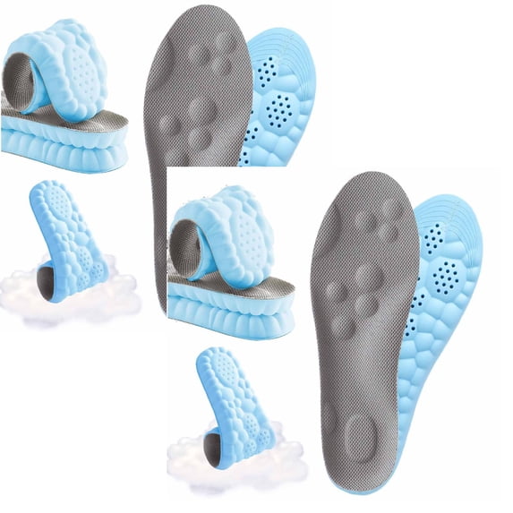 2026 New Steppers 4D Memory Foam Cloud Insoles for Men & Women, Cuttable Design, Comfortable and Breathable Massage Insole, with Arch Support and Shock Absorbing(Grey,Men 10-10.5 / Women 11.5-12)