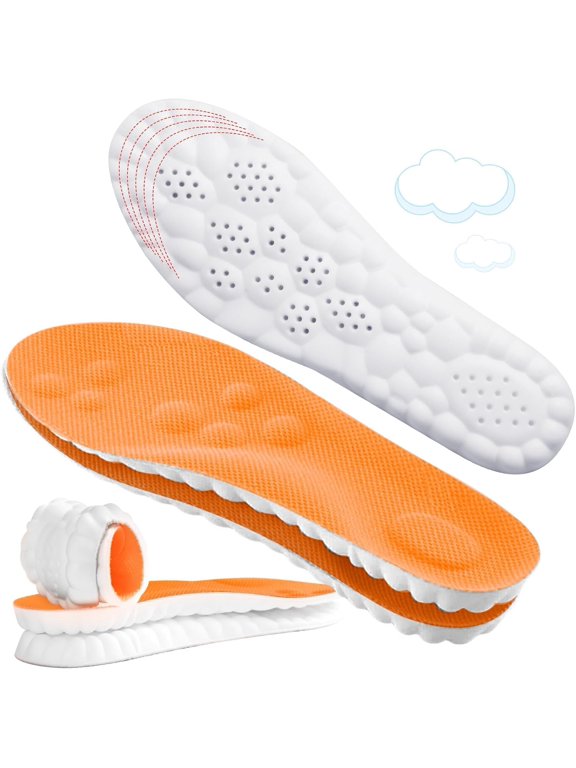 2026 New Steppers Insoles for Men and Women, Cloud Memory Foam Super Soft, Relieve Foot Pain, Day-Long Comfort, Anti-Fatigue & Shock Absorption Saffron - 1 Pair