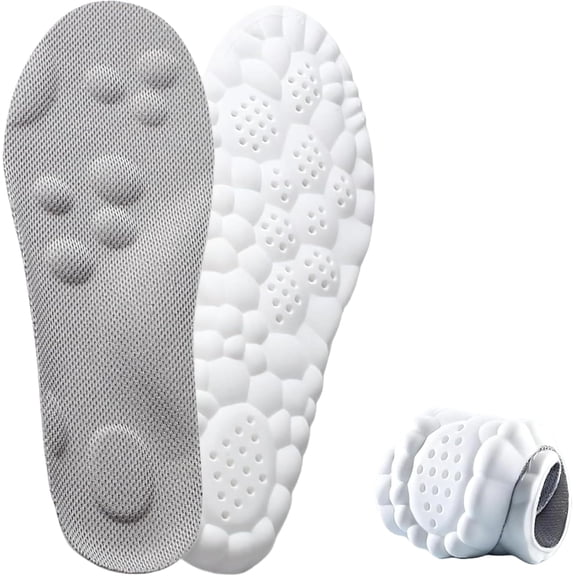 2026 New Steppers Insoles for Men & Women, 4d Memory Foam Cloud with Insole for Foot & Joint Support All-Day Comfort Insoles (Gray-b,9.5)