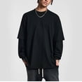thumbnail image 1 of 2026 New Street Style Faux 2-Piece Layering Long-Sleeve T-Shirt – Loose Fit Pure Cotton Round Neck Pullover, Casual Unisex Top for Men & Women, 1 of 8