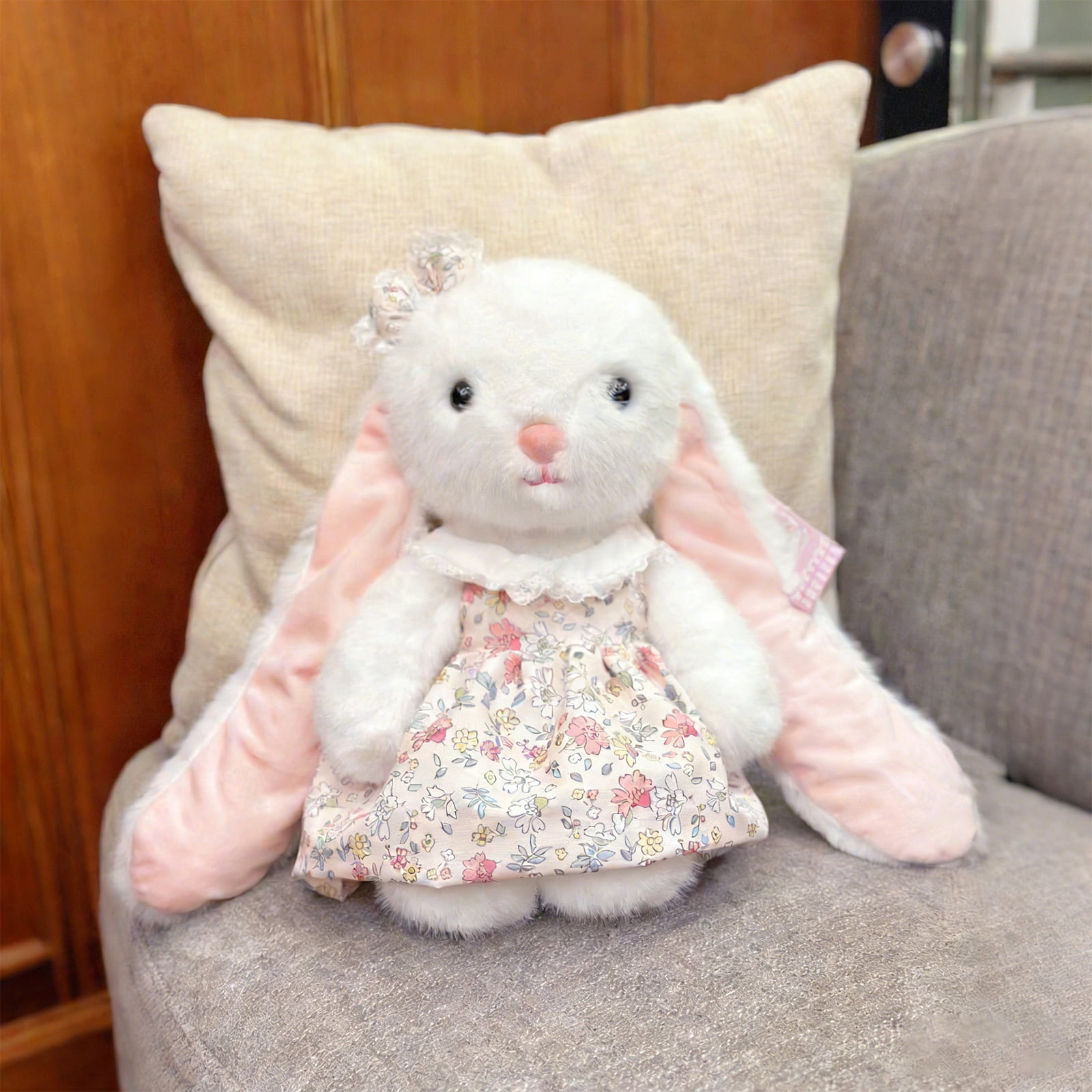 2026 New Stuffed Bunny Toys, Easter Bunny Plush Toys, Huggable Rabbit Walking Talking Simulated Electric Plush Pet Gift with Cage and Accessories for Birthdays Holidays Party Gift(15.75 inch, White)
