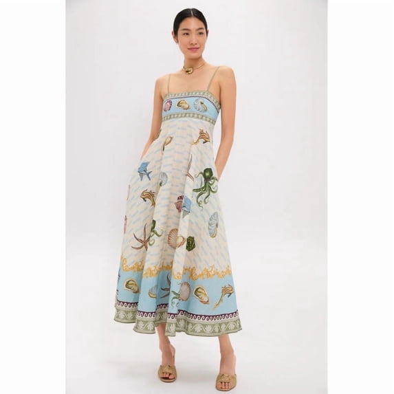 2026 New Style Elegant High-Waisted Printed Suspender Dress