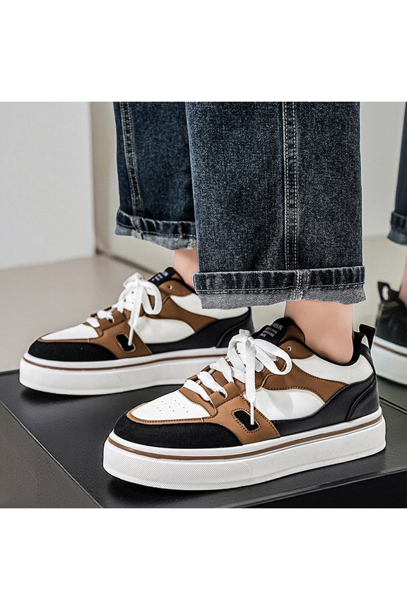 2026 New Style Large Size Men'S Shoes, Faux Leather, Suitable for All Seasons, Fashionable And Versatile, Soft-Soled Casual Sports Shoes