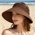 thumbnail image 1 of 2026 New Sun Hats for Women Wide Brim Roll-Up Beach Ponytail Hat Packable Foldable Travel Straw Visor (Coffee), 1 of 4