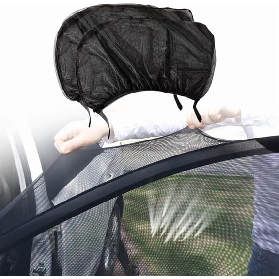 2026 New Super Stretchy Mesh Screen Sun Car Window Shade, Car Window Shades, Blackout Privacy & Thermal Insulation Side Shades for Van Life & Camping, Custom Fit, Easy Install,Front Window-2Pcs