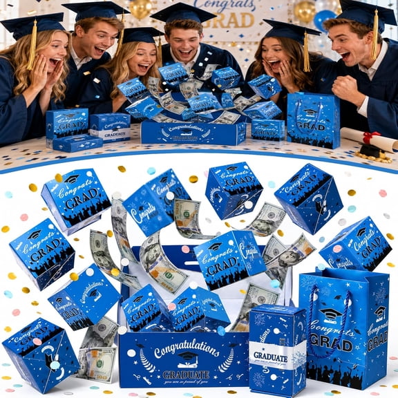 2026 New Surprise Pop Up Gift Box Money Graduation, 12-25 Pack Pop Up Surprise Money Box with Confetti, Exploding Money Gift Boxes