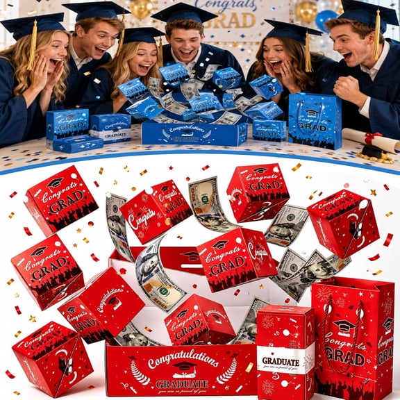 2026 New Surprise Pop Up Gift Box Money Graduation, 12-25 Pack Pop Up Surprise Money Box with Confetti, Exploding Money Gift Boxes