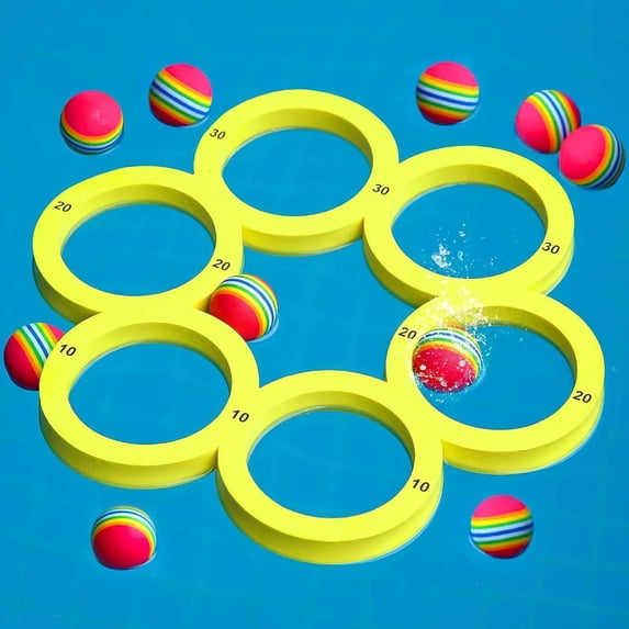 2026 New Swimming Pool Toys,Pool Party Games Water Sports Floaty Pool Pong Backyard and Pool Game - Floating Ping Pong Pool Games for Adults and Family with 10 Colorful Tossing Balls