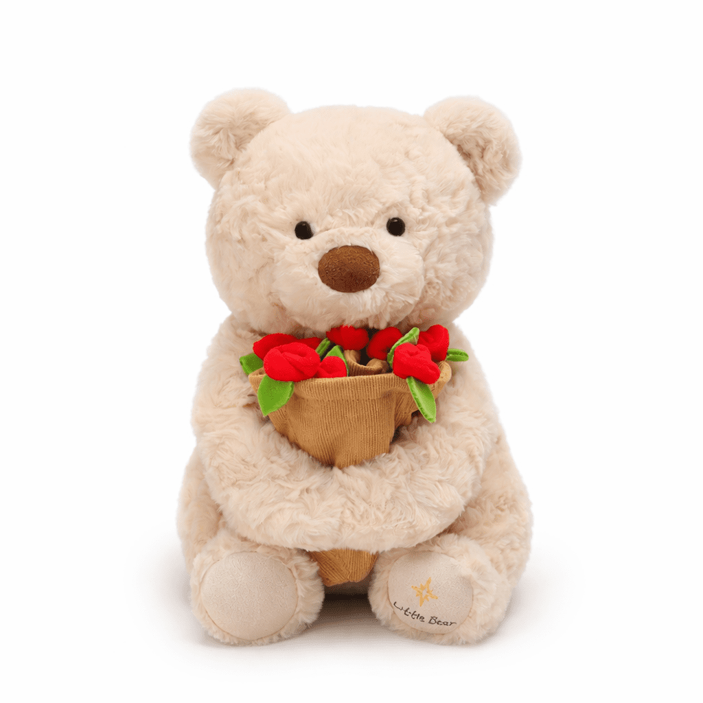 2026 New Teddy Bear with Bouquet – Plush Bloom Bear Holding Red Rose ...