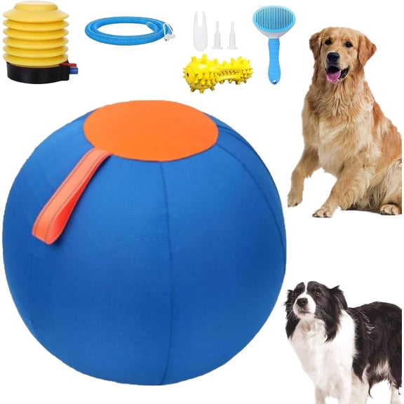 2026 New Thickened 10/18/22" Calming Jumbo Ball for Dogs,Giant Herding Ball for Dogs,Durable Tear-Resistant Inflatable Big Balls with Heavy-Duty Handle Cover & Pump,for Play & Exercise Dogs (B, 22in)