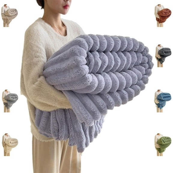 2026 New Thickened Rabbit Plush Nap Blanket,Weighted Blanket Cover,for Bed Sofa Home Office Use (Light Purple,70x100cm)