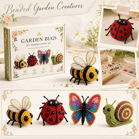 2026 New Tiny 3D Beaded Animal DIY Kit, Bead Embroidery Kit, 3D Bead Animal Making Kit for Beginners, Cute Animals Beading Craft Set with Instructions - Insects