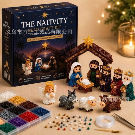 2026 New Tiny 3D Beaded DIY Kit, Christmas Nativity Themed Bead Set, Craft Lovely Ornaments To Celebrate Jesus Birth And Holiday Atmosphere
