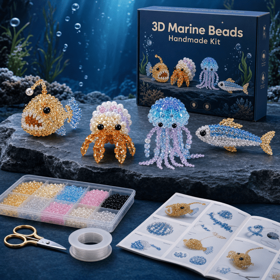 2026 New Tiny 3D Beaded Ocean Animal DIY Kit, Holiday Exclusive Craft Kit, Lovely Beaded Sea Creatures As Special Gifts For Ocean Lovers