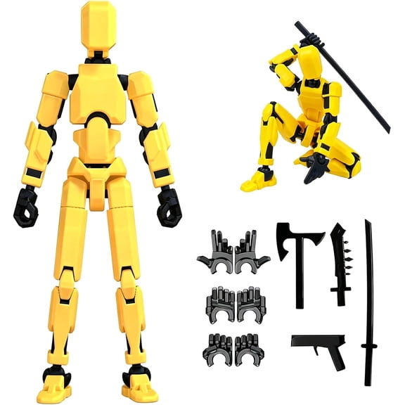 2026 New Titan13 Action Figure Set,Lucky Robot 13 Action Figures 3D Printed Multi Jointed Movable Figure,Dummy Robot 13 Figure Desktop Decorations (Yellow)
