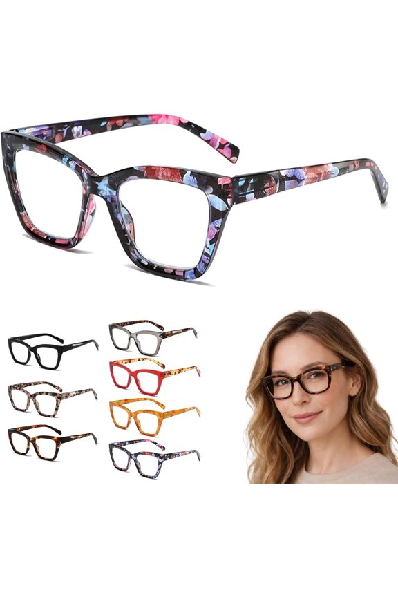 2026 New Tortoiseshell Reading Glasses for Women, Blue Light Blocking, Oversized Square Readers, 0-400 Degrees Magnification