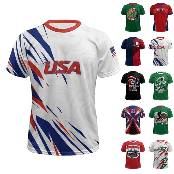 2026 New USA Soccer Jersey Men, United States Jersey Soccer, Jersey USA Crew Neck Short Sleeve Football Shirt, USA Flag Soccer Jersey for Adult(Black, 2XL)