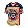 thumbnail image 1 of 2026 New USA Soccer Jerseys Men, United States Jersey Soccer, Jersey United States, Retro Streetwear Short Sleeve Football Top Soccer Jerseys, Casual Sport Training Shirt for Adult(Khaki, 2XL), 1 of 4