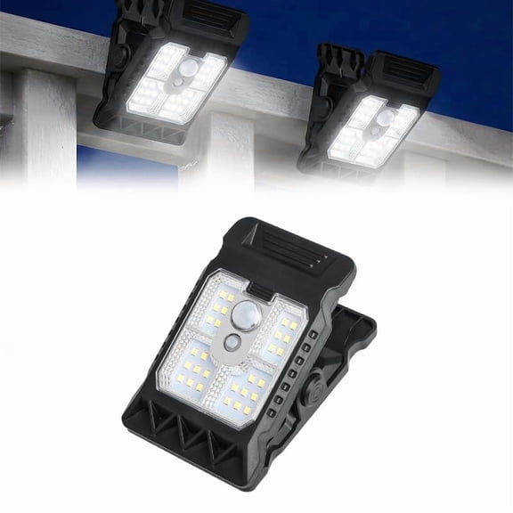 2026 New USB & Solar Powered Motion Sensor Clip Lights, Clip On Solar Motion Lights Outdoor, Waterproof Portable for Fence Patio Garage Camping Yard