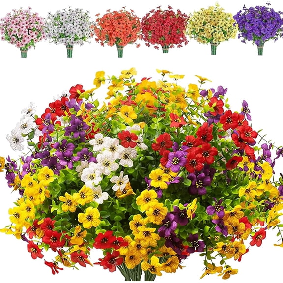 2026 New UV-Resistant Outdoor Flowers – Zero Maintenance, Spring Artificial Flowers for Outdoors, UV Resistant Artificial Outdoor Plants, Waterproof, Windproof (12PCS-Mix)