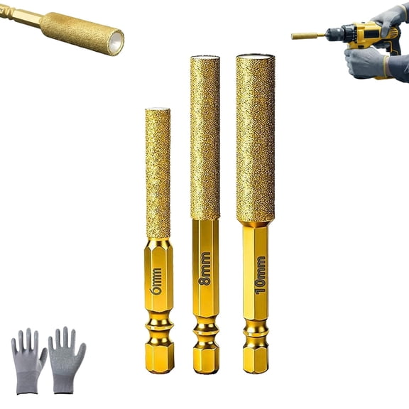 2026 New Ultimate Perfect Hole Drill Bit, Diamond Core Drill Bit Set, 6+8+10+12+14+16mm Diamond Hole Saws, Dry Drilling and Grinding Integration (6+8+10MM)