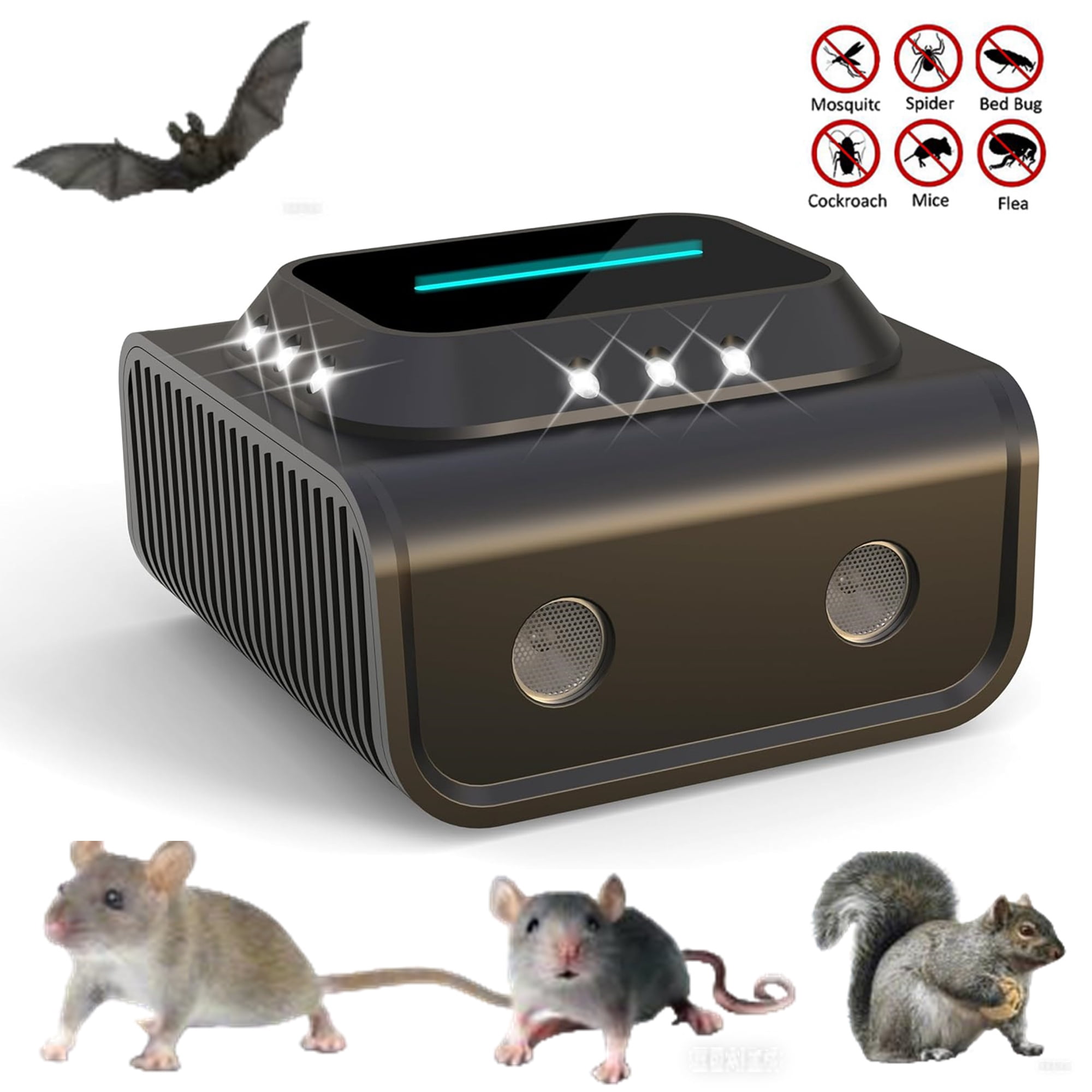 2026 New Ultrasonic Pest Repeller Plug in Mouse Deterrent with LED Strobe Light, Effectively Repels Mice Rodent Spider Mouse Squirrel Repelent for House Attic Garage Warehouse Rvs