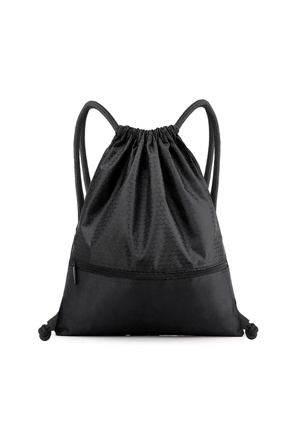 2026 New Unisex Waterproof Drawstring,Waterproof Draw String Back Sack with Zip Pocket,Black
