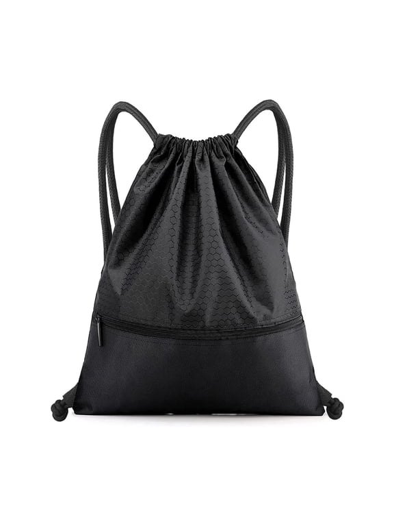 2026 New Unisex Waterproof Drawstring,Waterproof Draw String Back Sack with Zip Pocket,Black