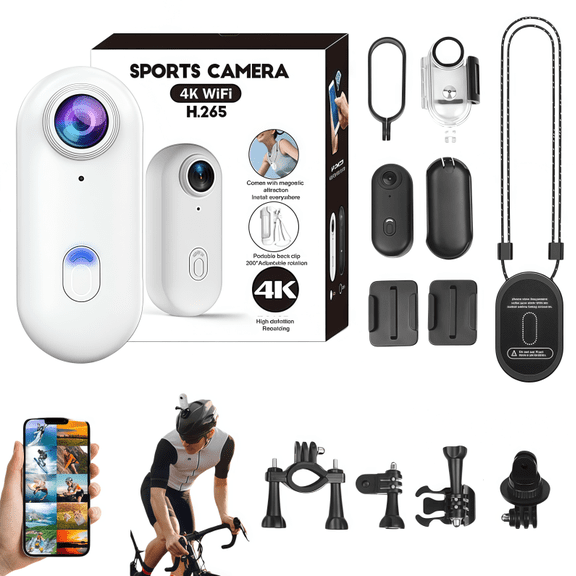 2026 New Upgrade POV Camera, 4s Body Camera, The Snap Cam, HD 4k Mini Wearable Body Adventure Action Cameras with Audio, Video, Mount Anywhere, for Vlogging, Cycling, Diving (White, 4K)