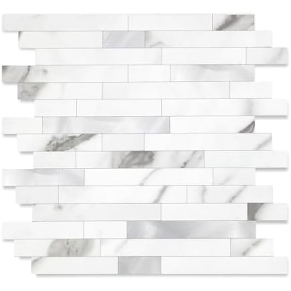 2026 New Upgrade Peel and Stick Stone Metal Tile Backsplash, Stick on Tiles for Backsplash Kitchen, Bathroom (20 Sheets, Marble White Metal)$$Home Decor, Kitchen, & Other