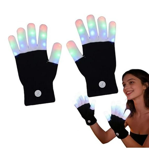 2026 New Upgraded 7-Color LED Finger Gloving Gloves Flashing Light-Up Mittens for Adult Rave Parties(1 PCS)