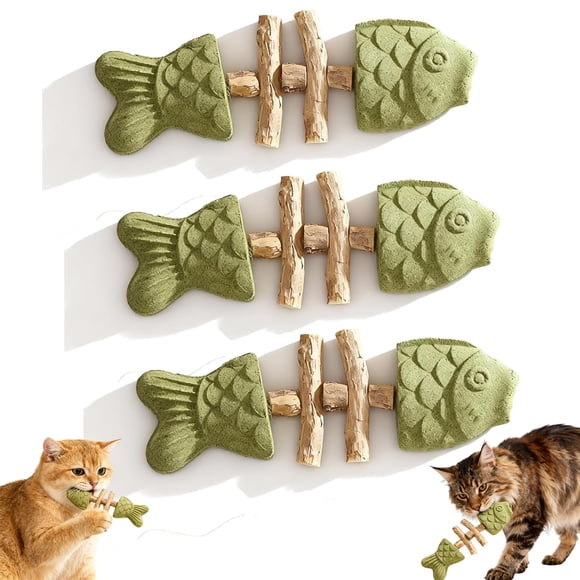2026 New Upgraded Natural Dental Chew Sticks with Silvervine, Catnip & Gall Fruit, 3pc Cat Chew Toys, Edible Chews Toy Sticks for Indoor Pets